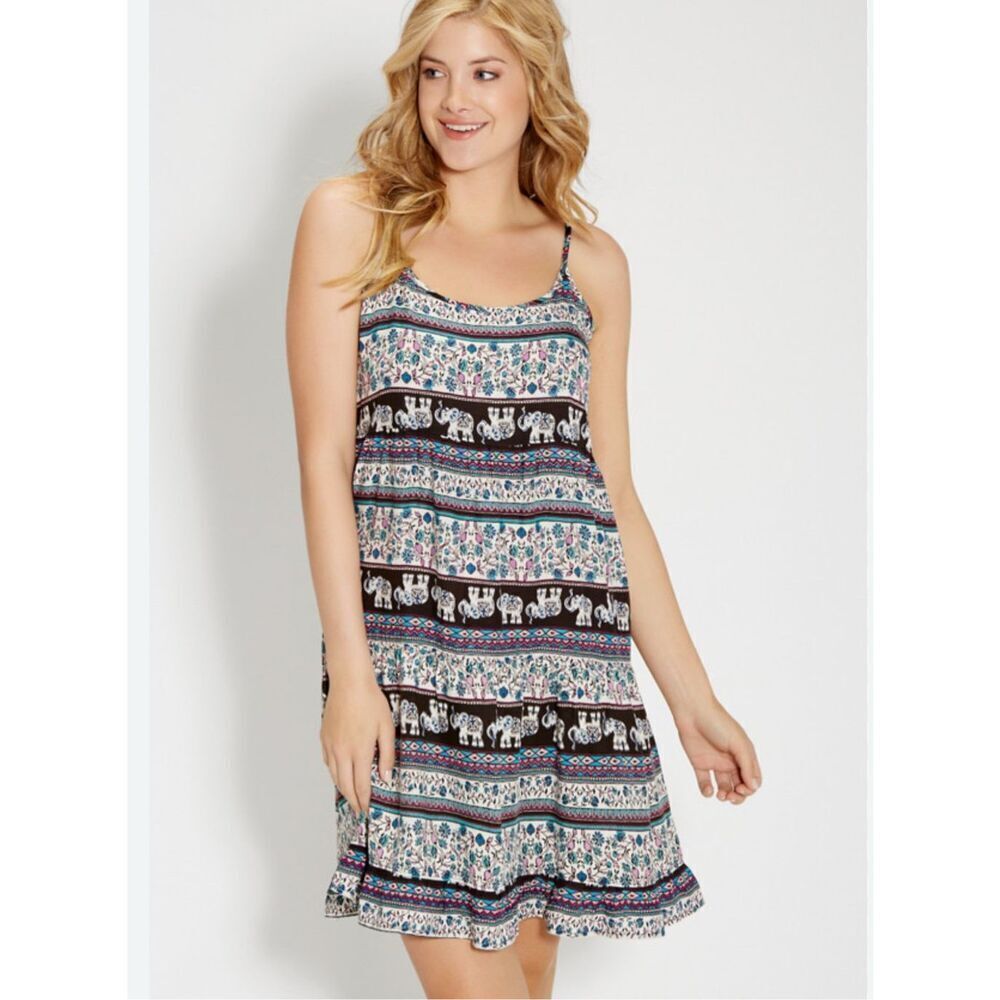 Maurices Elephant Floral Tiered Spaghetti Strap Dress Size 2X